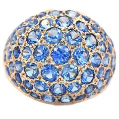 Retro 1940s Montana Blue Sapphire Gold Dome Ring