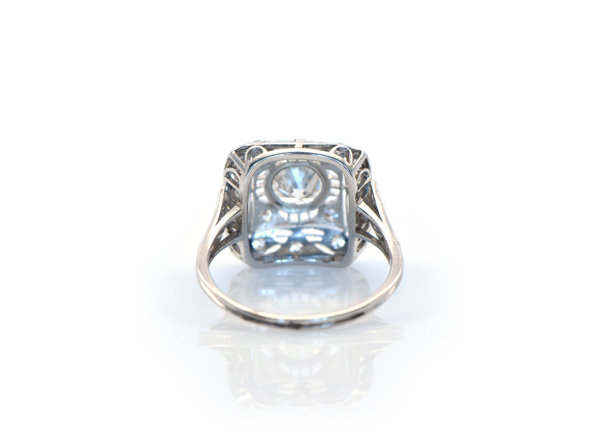 1940s Diamond and Platinum Filagree Ring For Sale 1