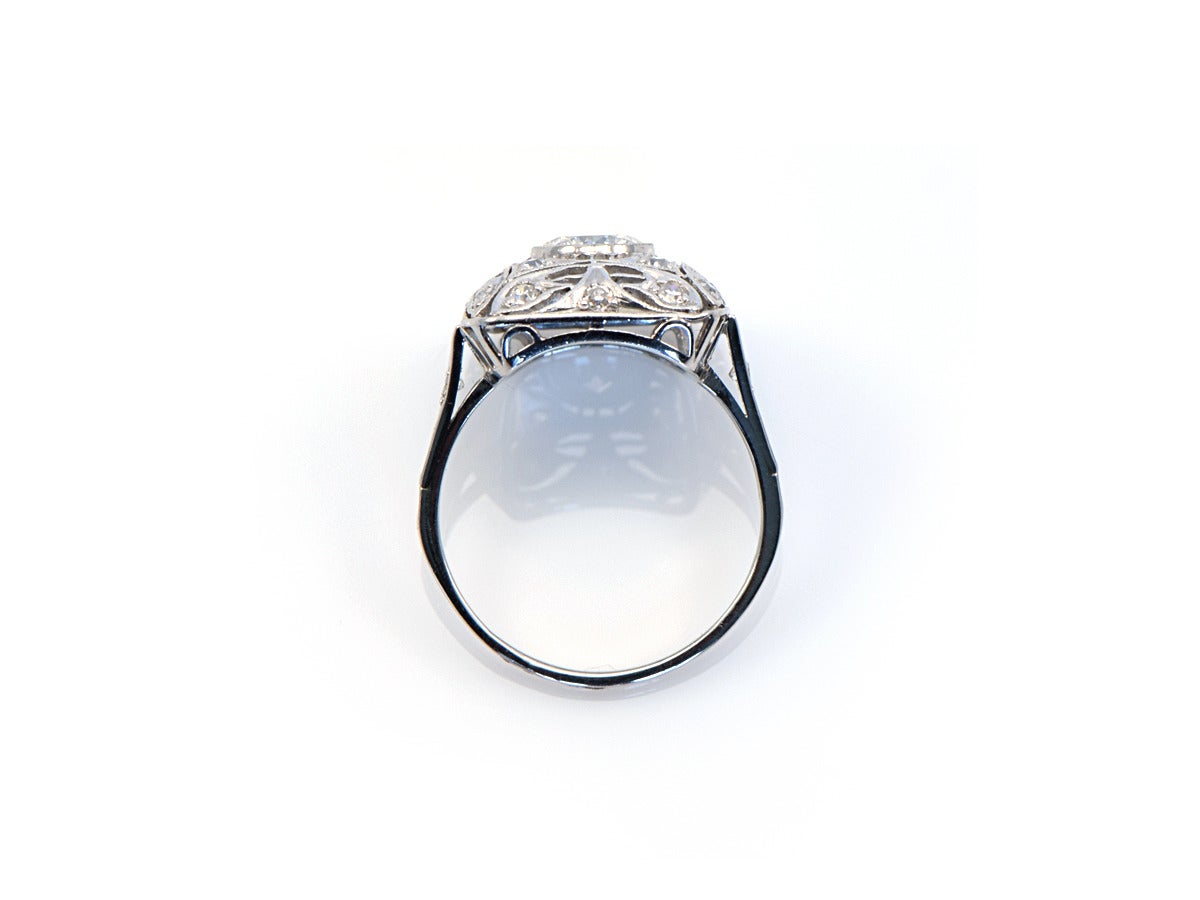 Women's 1940s Diamond and Platinum Filagree Ring For Sale