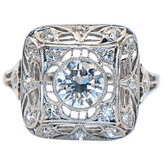 1940s Diamond and Platinum Filagree Ring