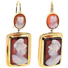 Late 19th Century Gold Cameo Earrings