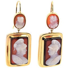 Late 19th Century Gold Cameo Earrings