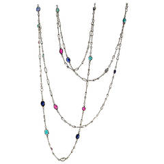 Multi Stone Platinum Necklace