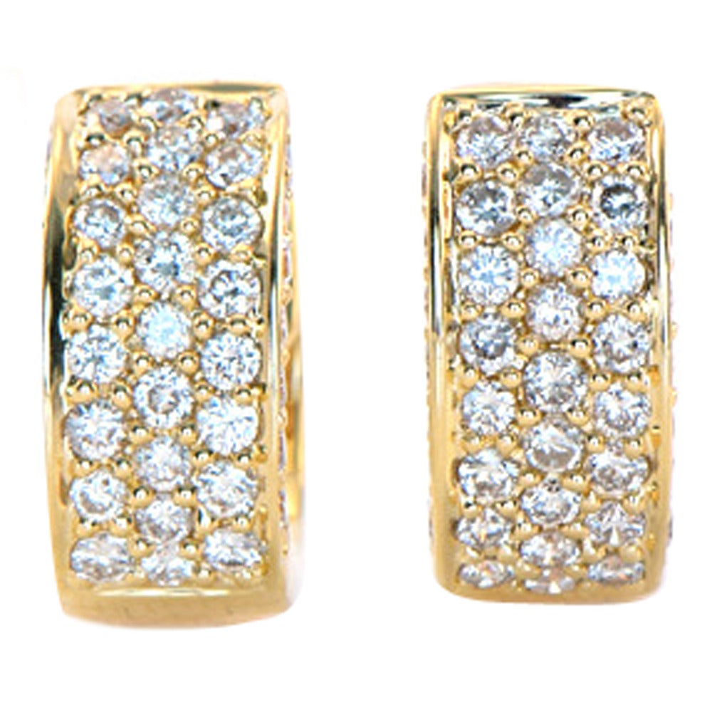 Diamond Pave Hoops in White Gold
