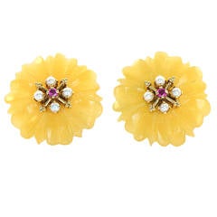 1950s Yellow Jade Earrings