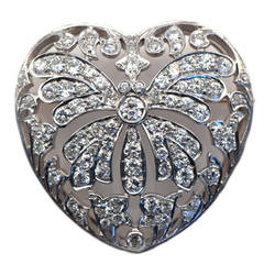 Vintage 1930s Diamond Platinum Heart-Shaped Brooch