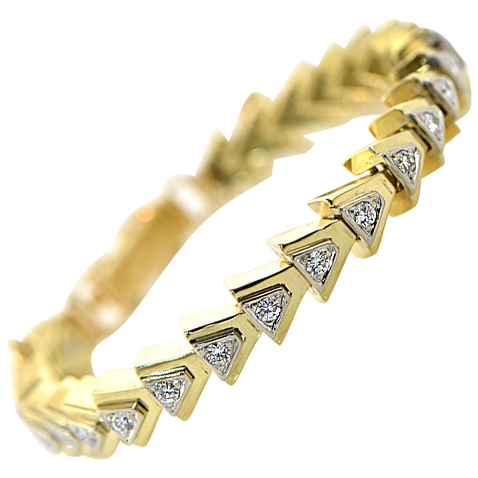 American Retro Diamond Gold Fashion Bracelet For Sale