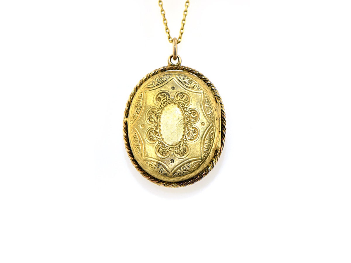 This charming English pendant is beautifully enriched with blue enamel, natural pearls, and sets off a tiny sparkle with rose cut diamonds.  The back of the pendant is hand engraved in 15k gold. **Chain is not included in the price of the pendant**