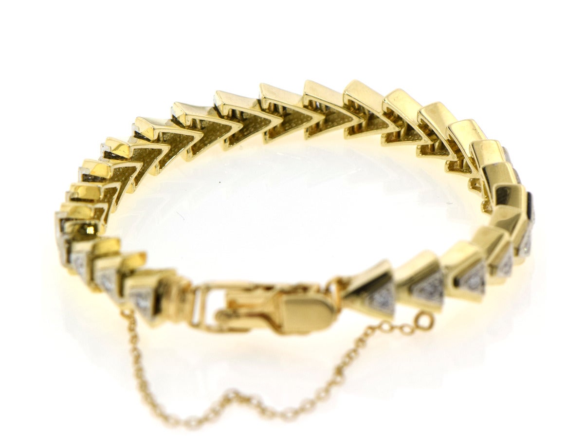American Retro Diamond Gold Fashion Bracelet For Sale 1