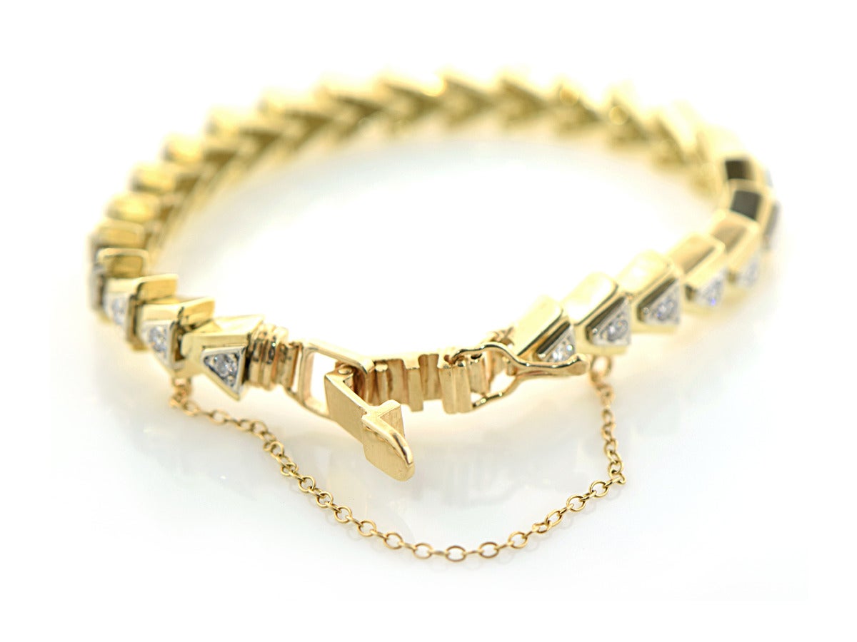 American Retro Diamond Gold Fashion Bracelet In Excellent Condition For Sale In San Francisco, CA