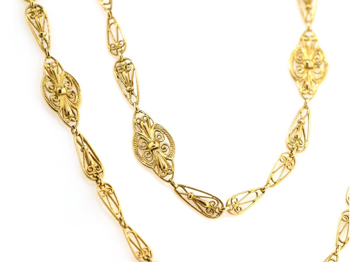Victorian Long Gold Necklace
