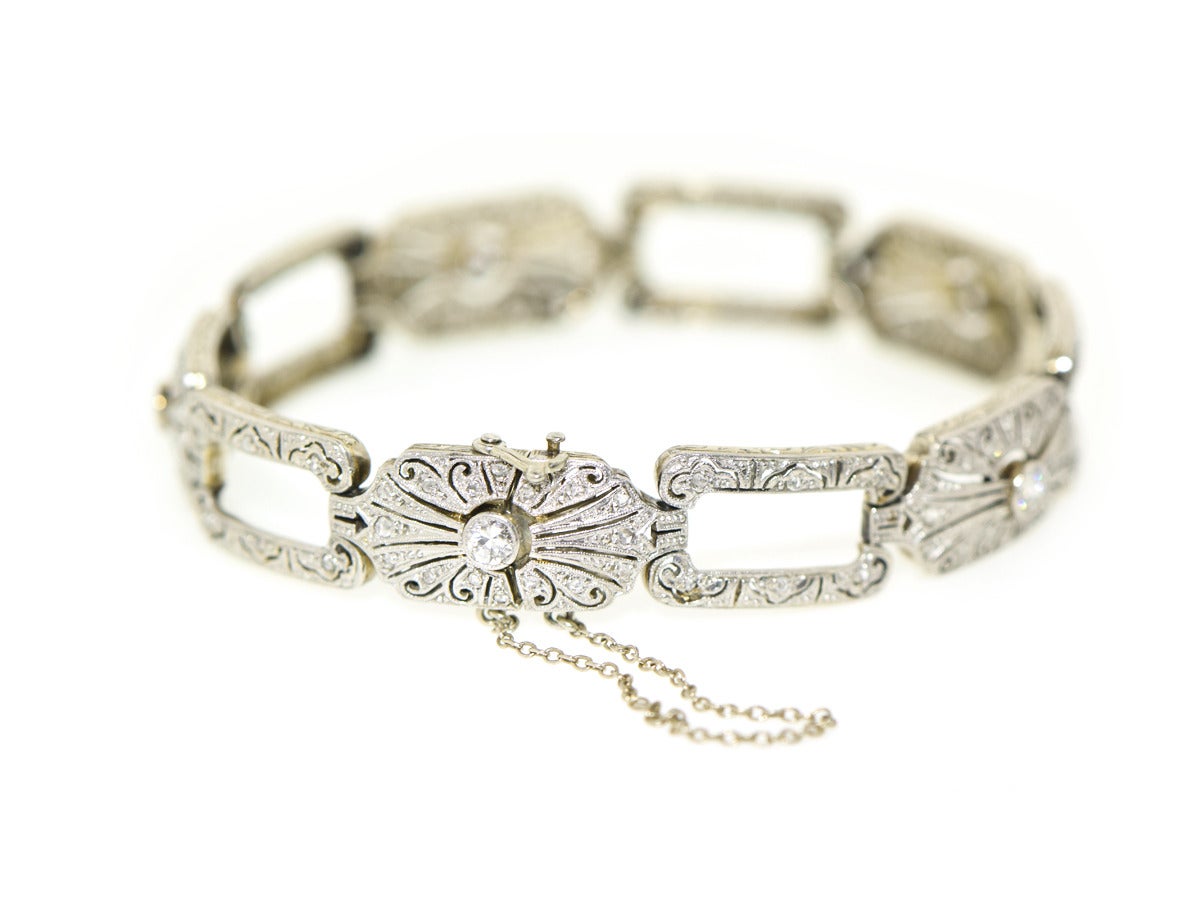 Diamond Gold Platinum Open Link Bracelet
