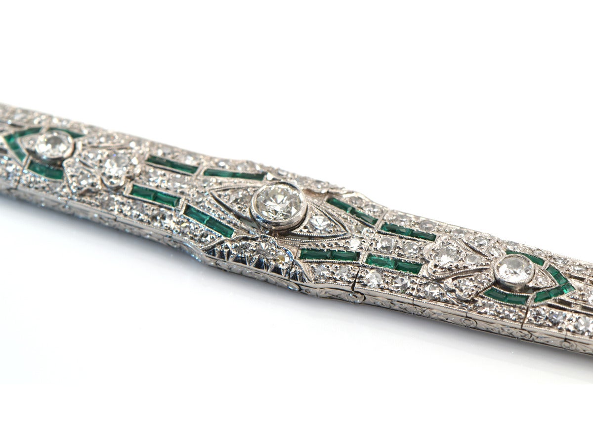 Women's Emerald Diamond Platinum Bracelet