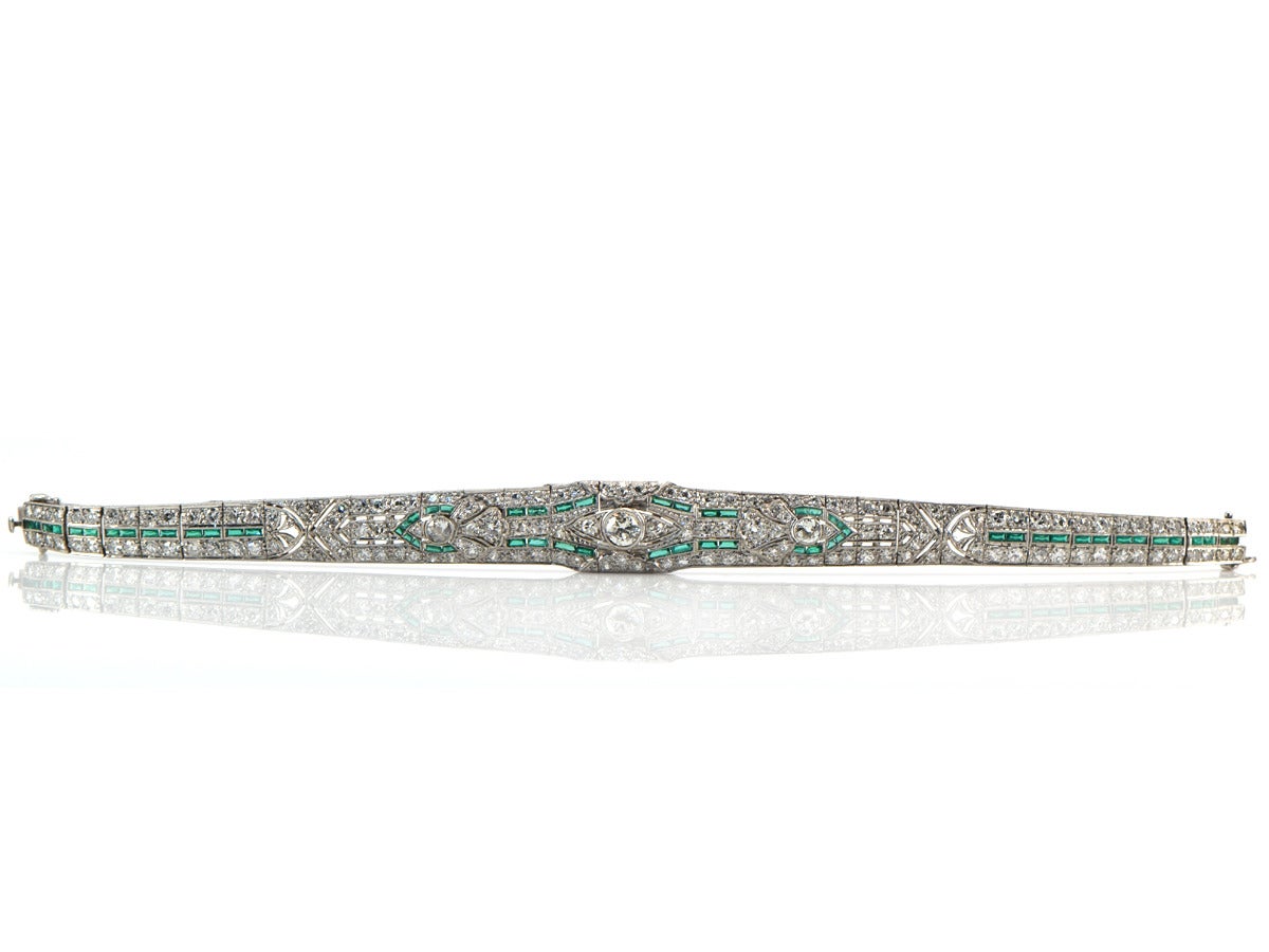 Emerald Diamond Platinum Bracelet 1