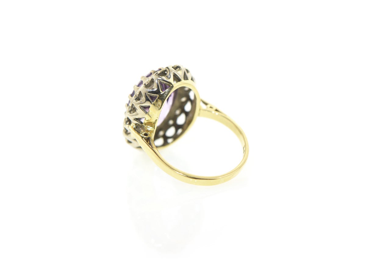 Women's Rose de France Amethyst Diamond Gold Ring For Sale