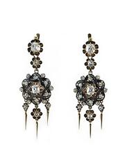 Mid 19th Century Gold and Sterling Diamond Earrings