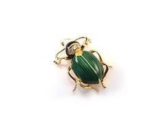 1950s Enamel Diamond Gold Beetle Brooch