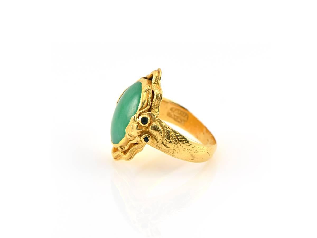 Women's 1940s Chinese Jade and Gold Ring