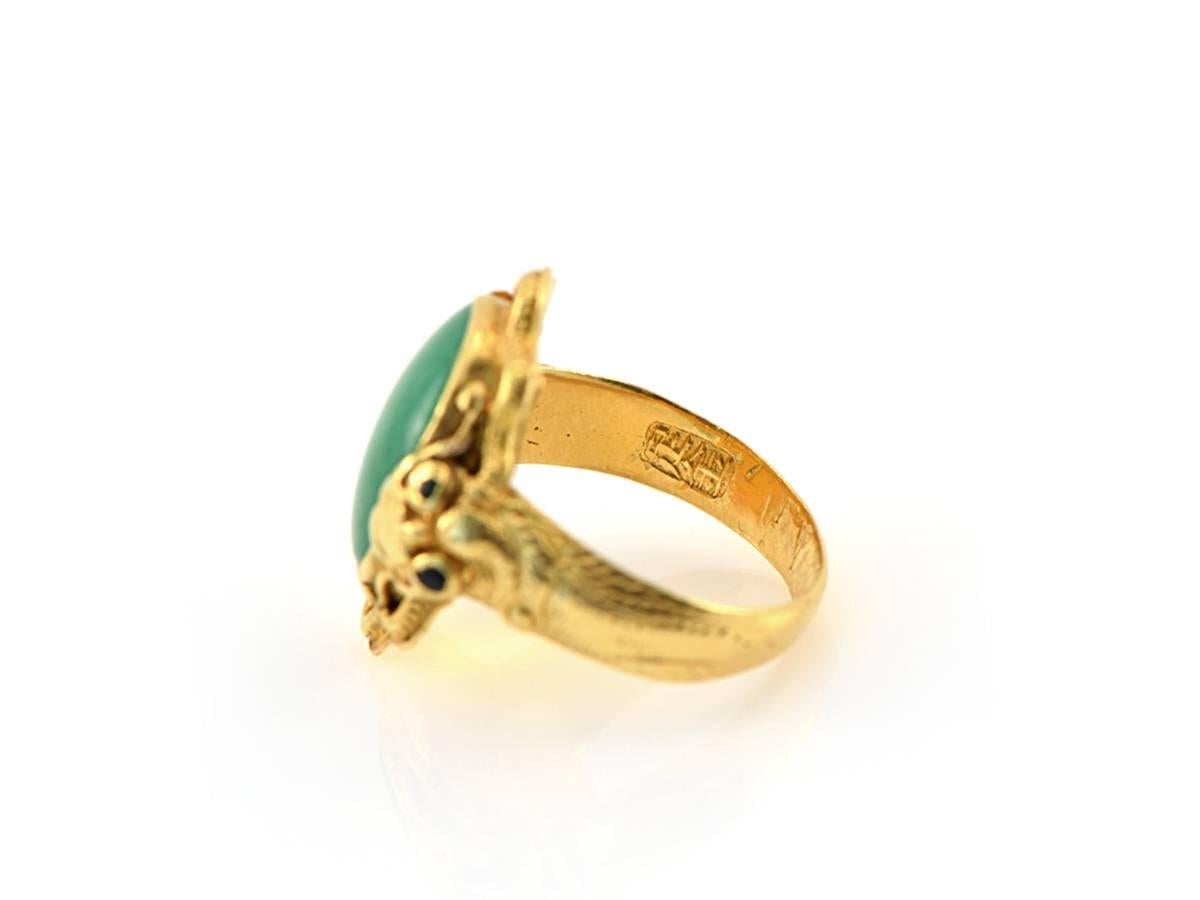 1940s Chinese Jade and Gold Ring 2
