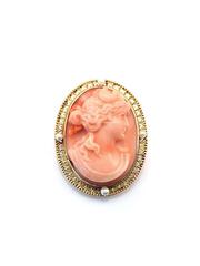 Late 19th Century Carved Coral Pearl gold Brooch