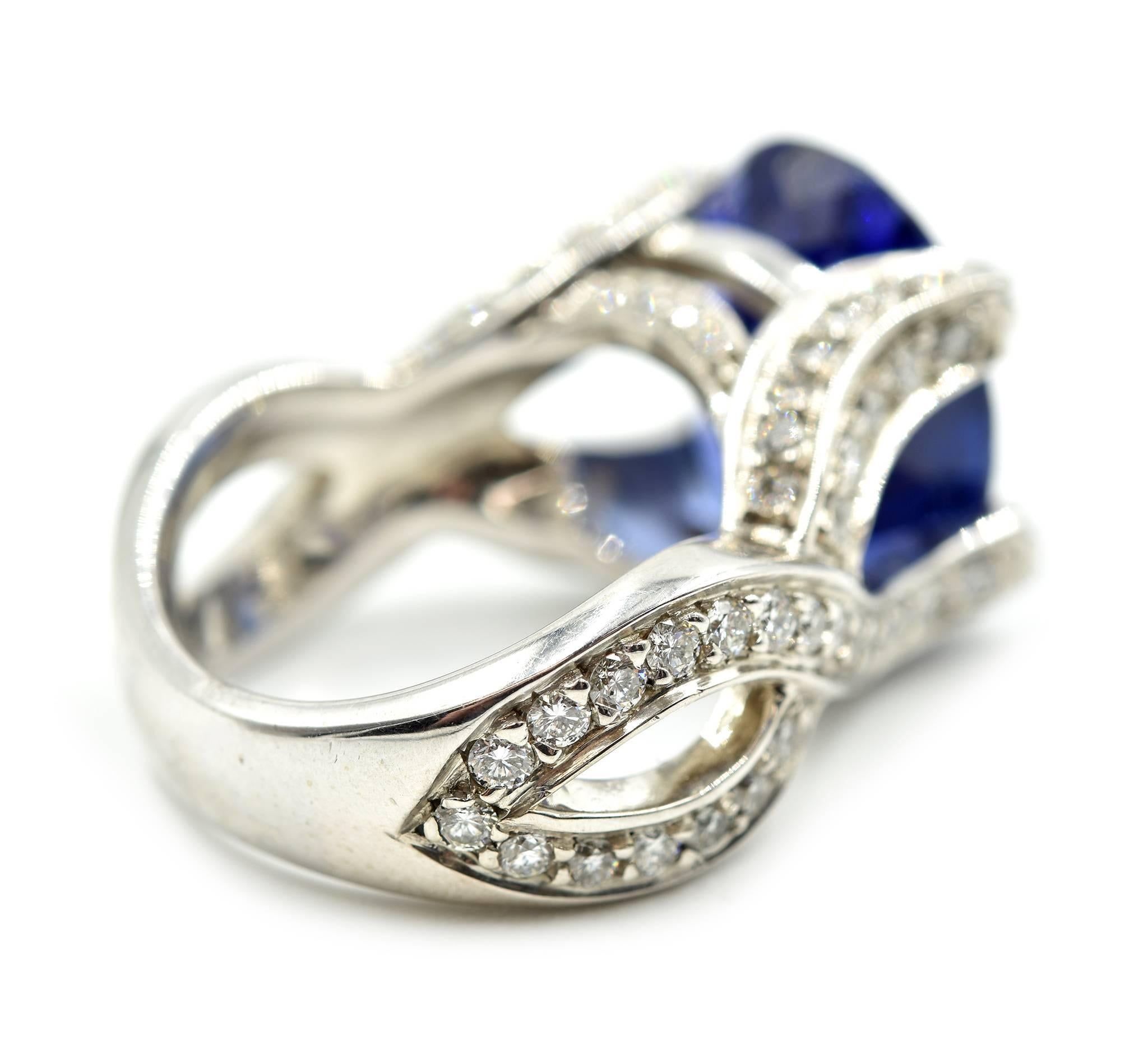 AAA Quality Oval Tanzanite and Diamond Cocktail Ring 3