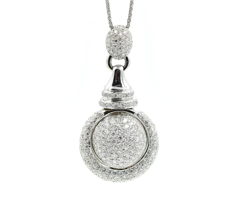 Diamond Ball Pendant 18k White Gold Necklace For Sale At 1stdibs