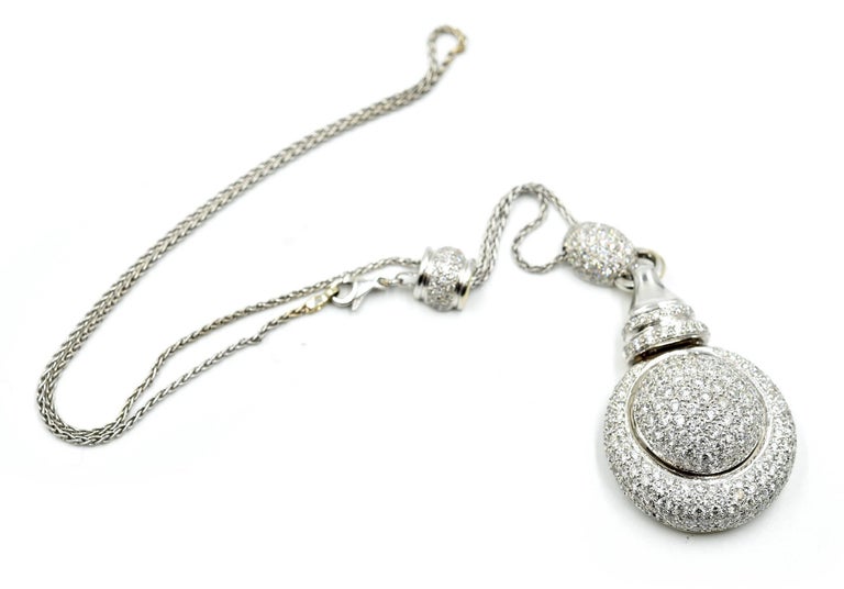 Diamond Ball Pendant 18k White Gold Necklace For Sale at 1stDibs diamond ball pendant necklace
