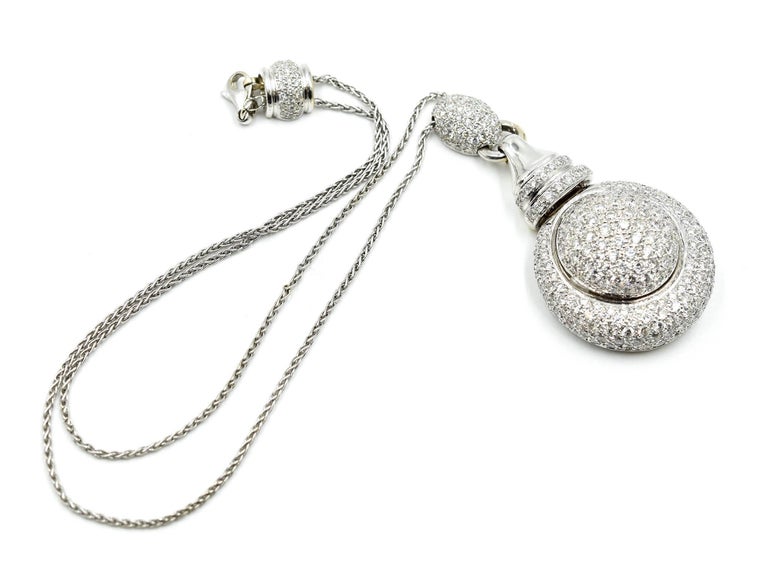 Diamond Ball Pendant 18k White Gold Necklace For Sale at 1stDibs