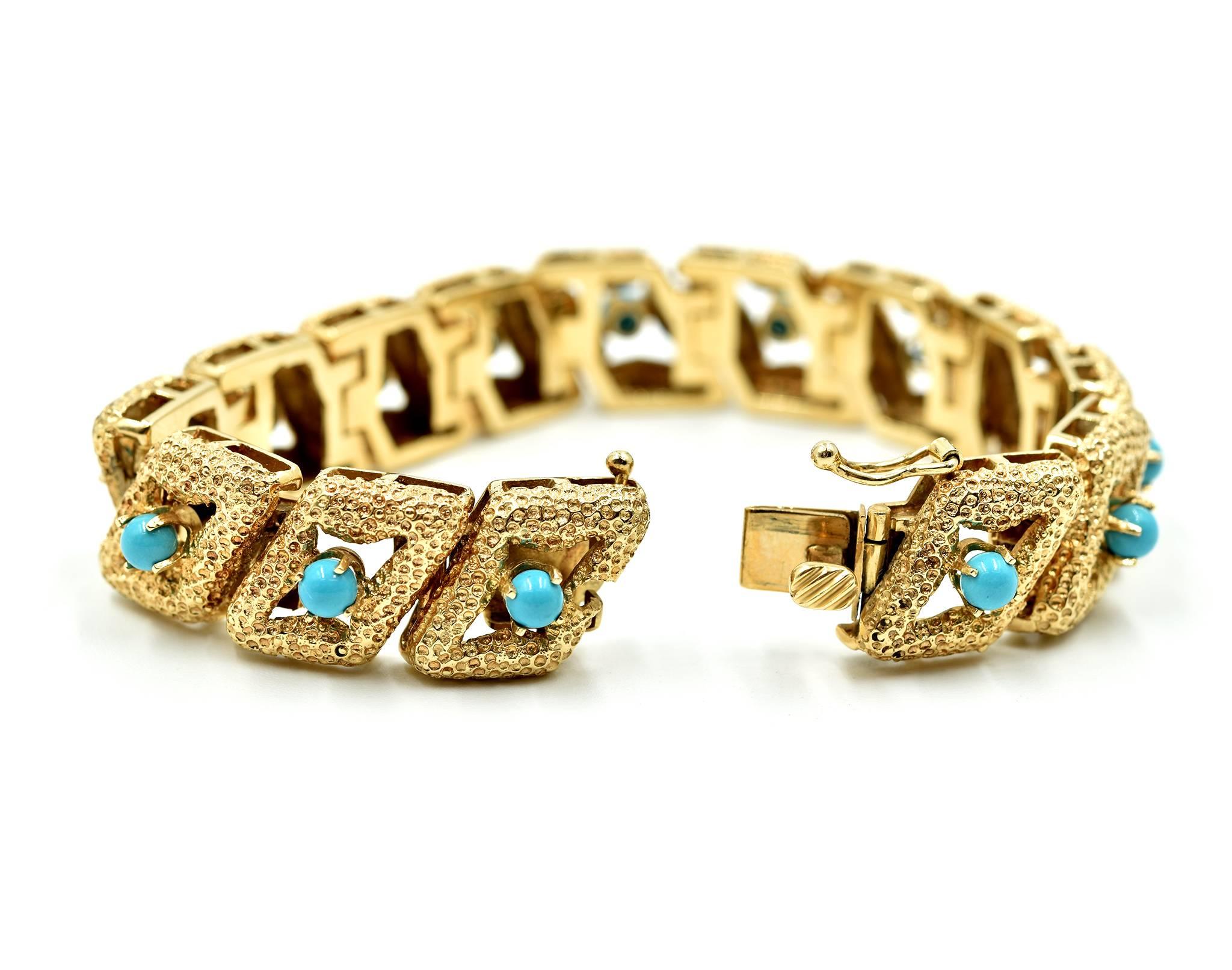 Textured Persian Turquoise Vintage Bracelet 1