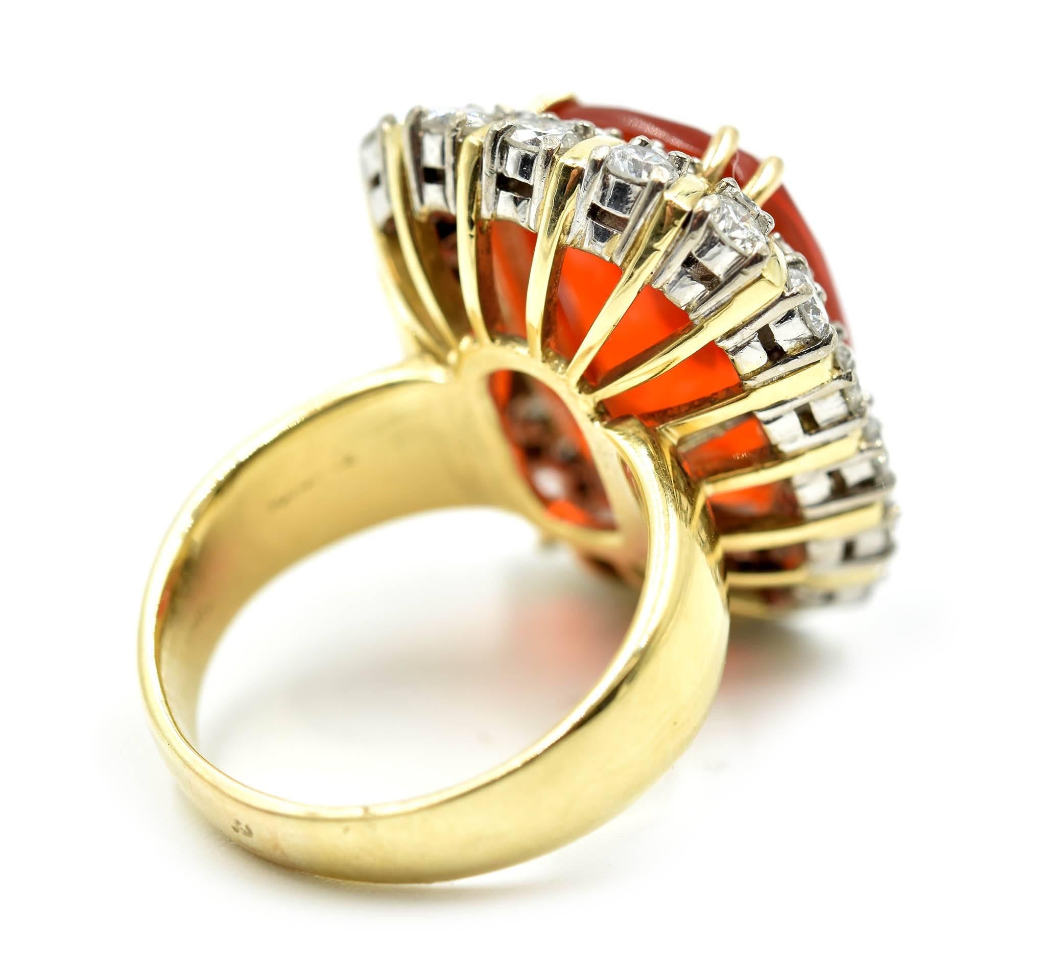 Women's Mexican Fire Opal and Diamond Cocktail Ring