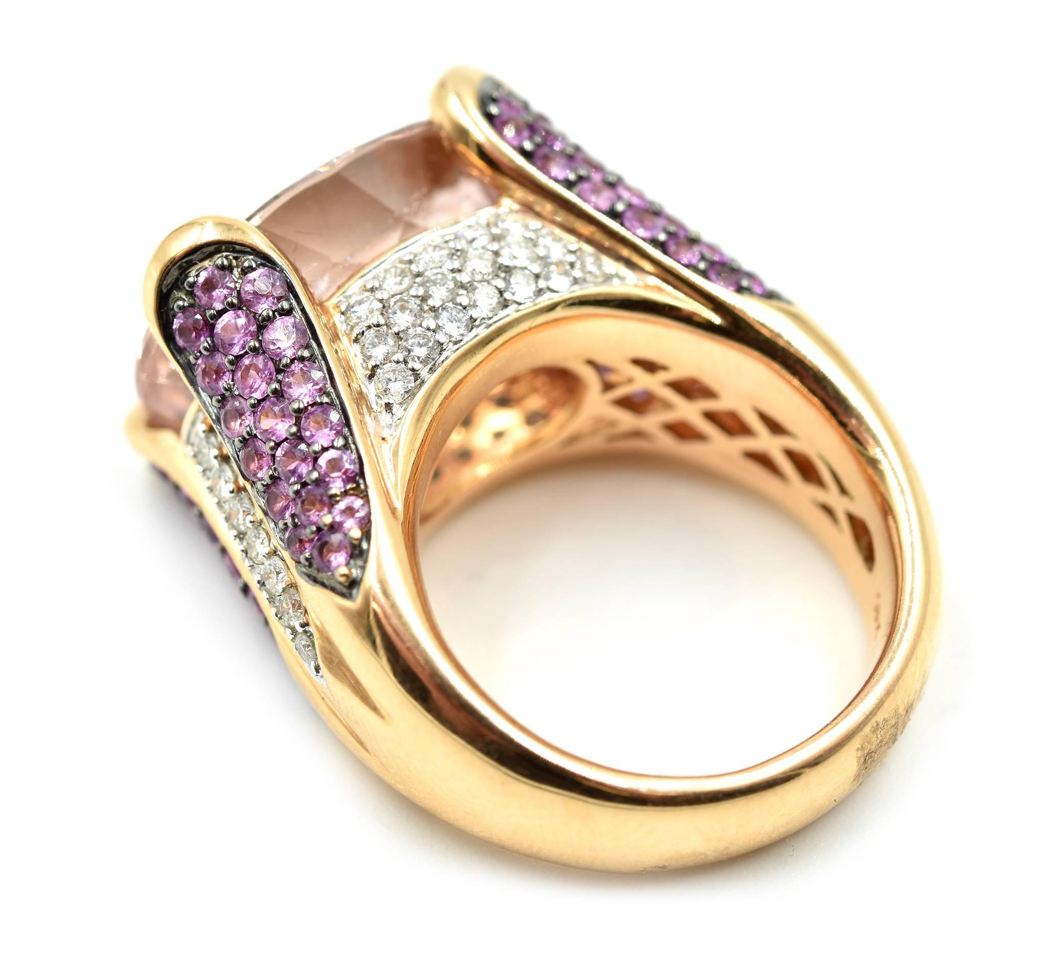 Rose Gold Morganite and Diamond 0.62 Carat Fashion Ring In Excellent Condition For Sale In Scottsdale, AZ