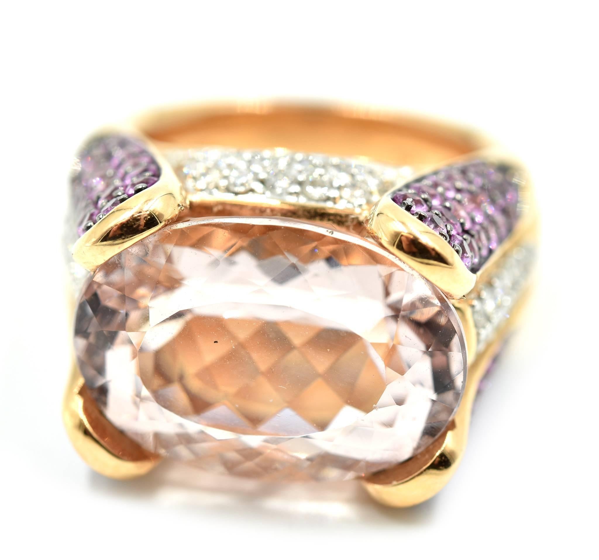 Rose Gold Morganite and Diamond 0.62 Carat Fashion Ring For Sale 1