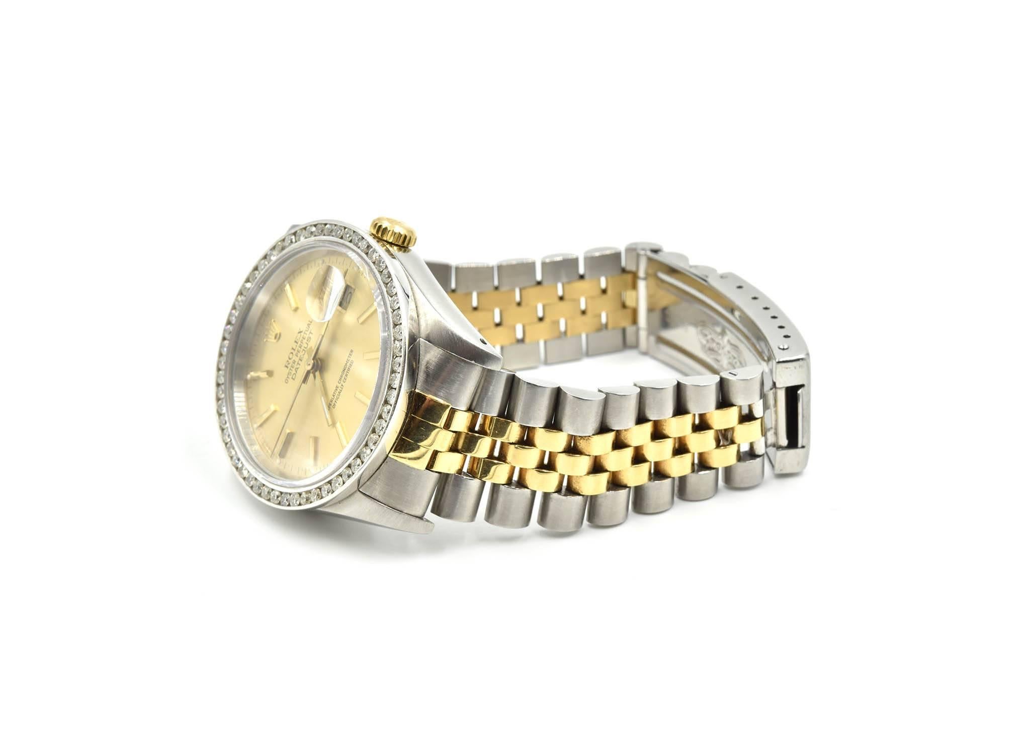 Women's or Men's Rolex White Gold stainless steel Datejust Jubilee Diamond Bezel Wristwatch