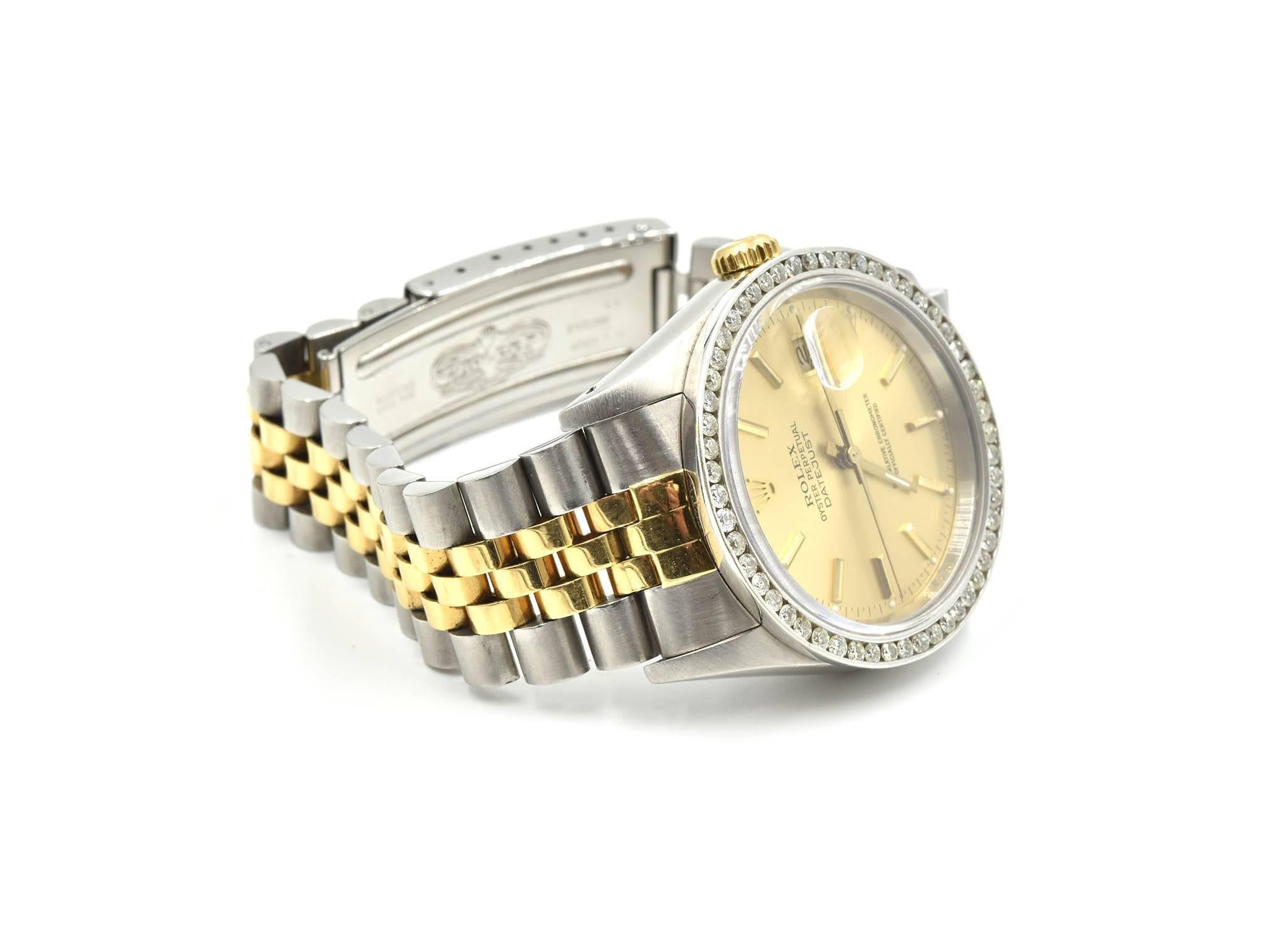 Rolex White Gold stainless steel Datejust Jubilee Diamond Bezel Wristwatch In Excellent Condition In Scottsdale, AZ
