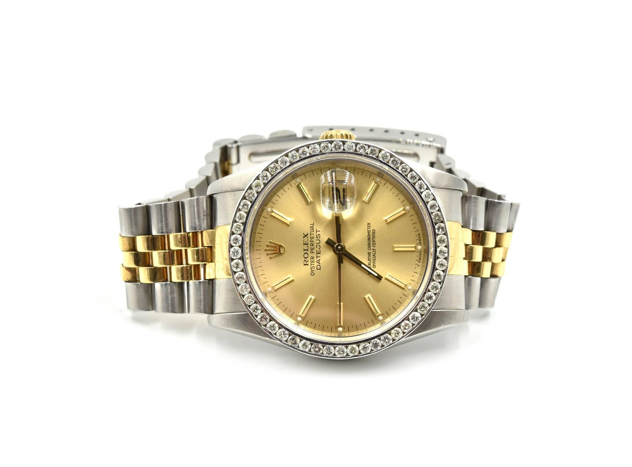 Modern Rolex White Gold stainless steel Datejust Jubilee Diamond Bezel Wristwatch