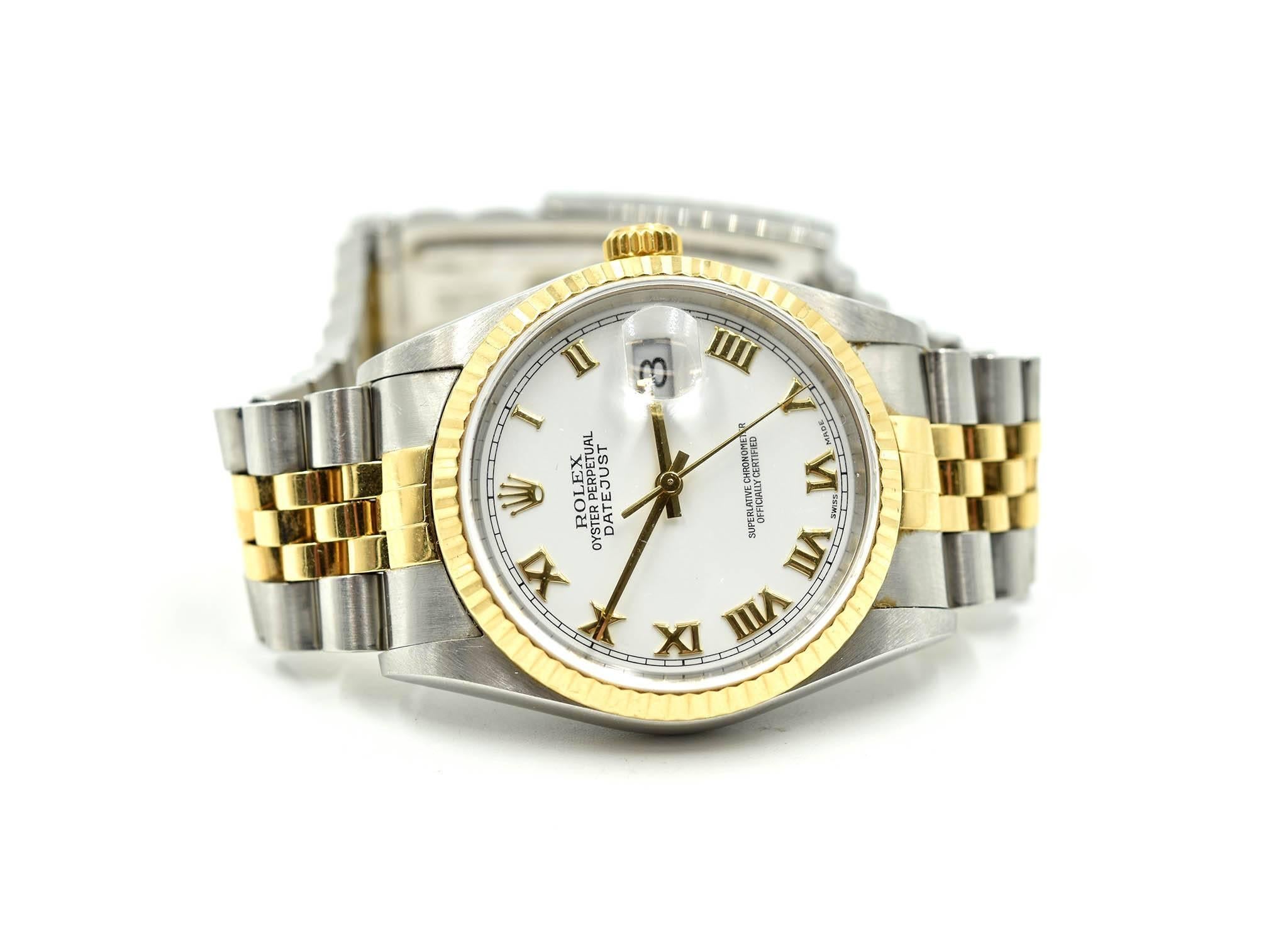 Modern Rolex Yellow Gold Stainless Steel Jubilee automatic Wristwatch Ref 16233