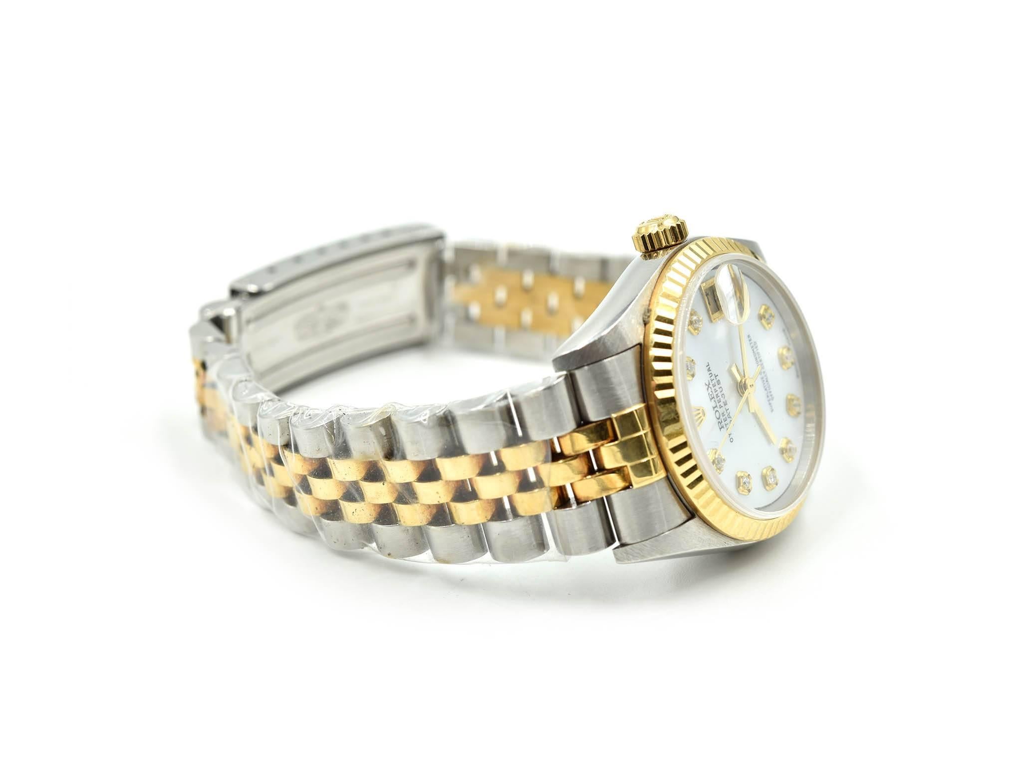 Rolex Ladies Yellow Gold Stainless Steel Datejust Automatic Wristwatch Ref 79173 In Excellent Condition In Scottsdale, AZ
