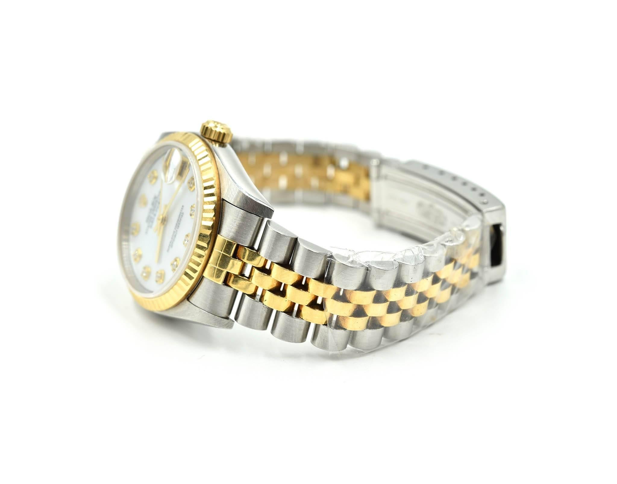 Women's Rolex Ladies Yellow Gold Stainless Steel Datejust Automatic Wristwatch Ref 79173
