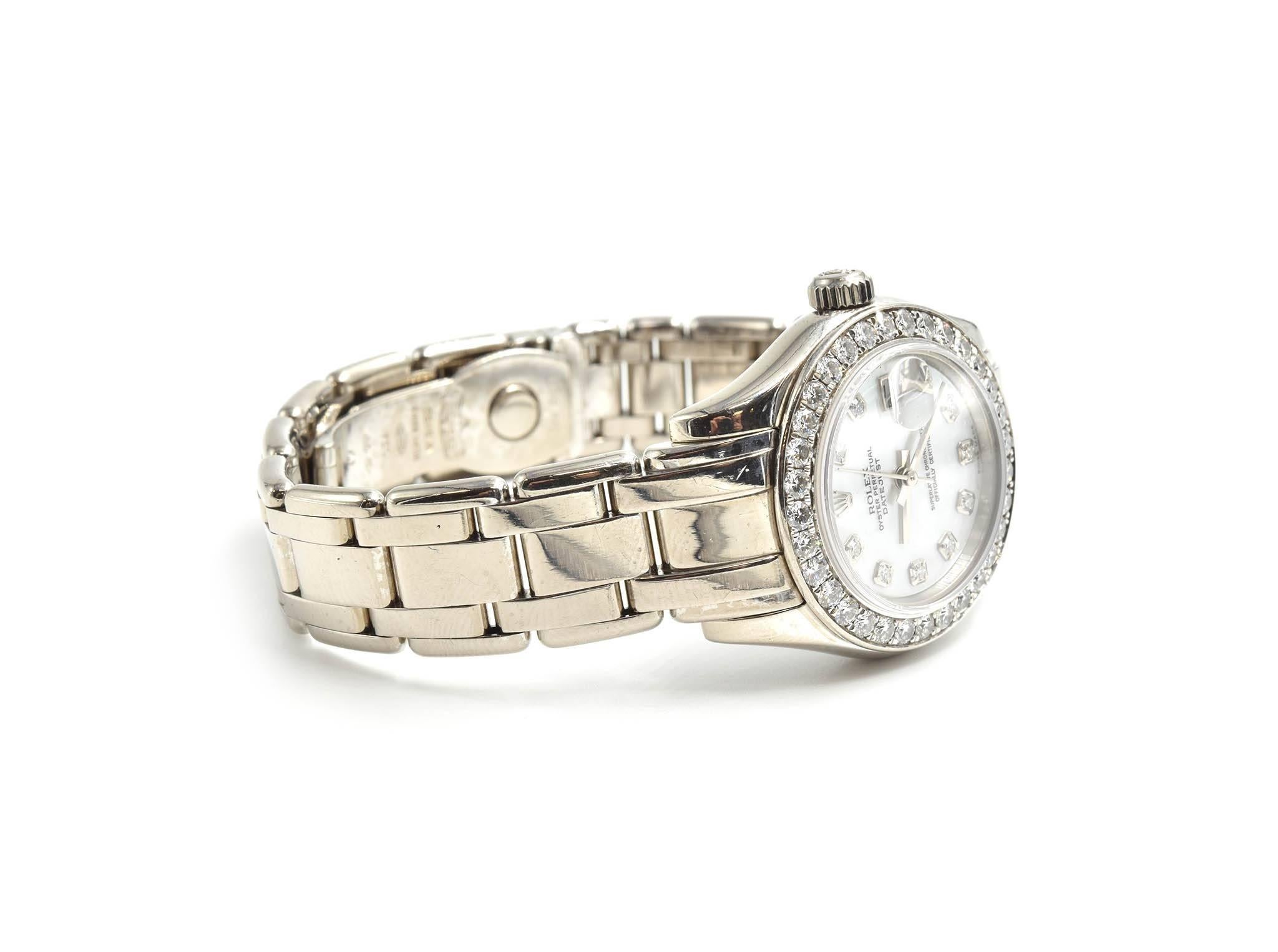 Rolex Ladies White Gold Diamond Masterpiece Automatic Wristwatch Ref 80299 In Excellent Condition In Scottsdale, AZ