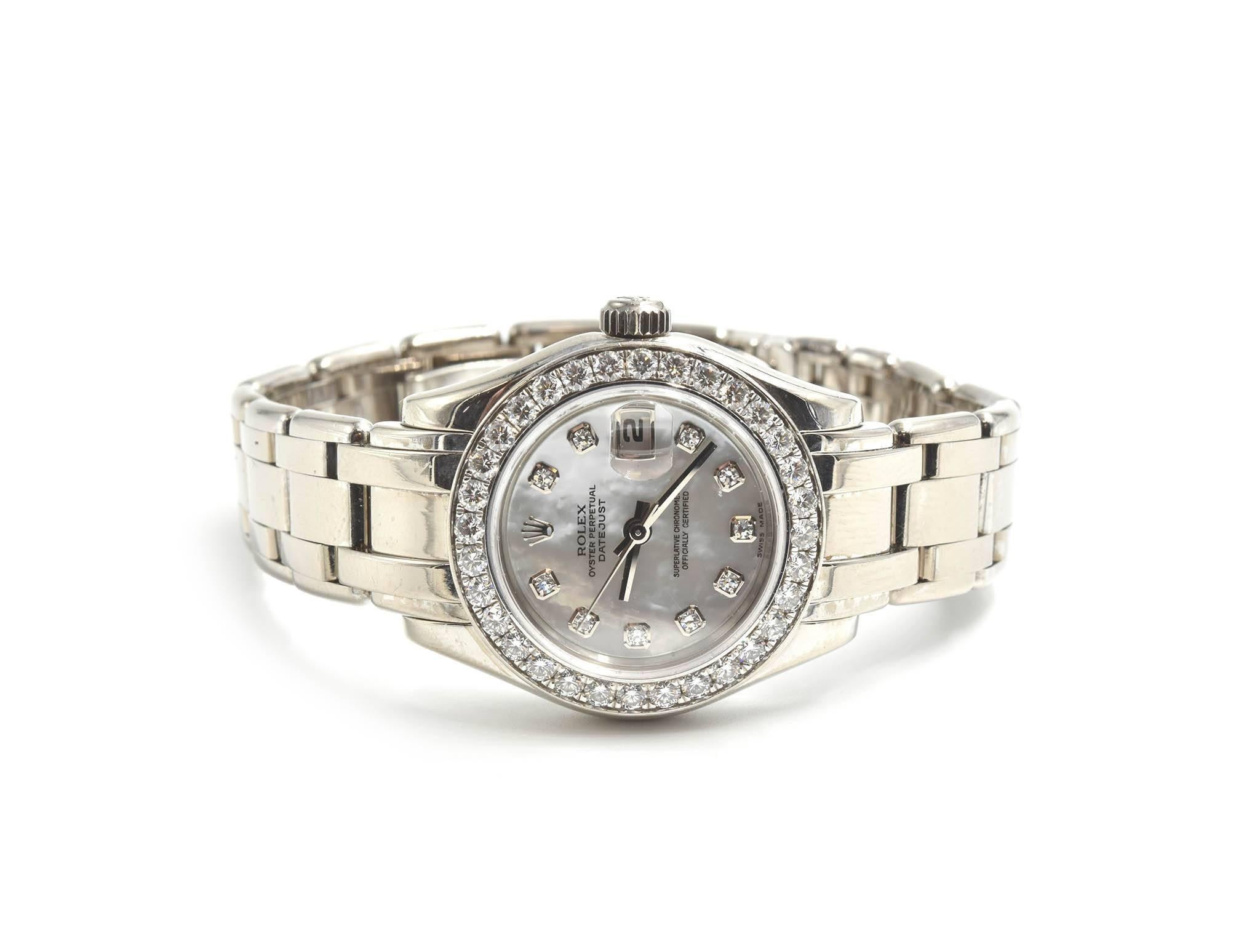 Modern Rolex Ladies White Gold Diamond Masterpiece Automatic Wristwatch Ref 80299