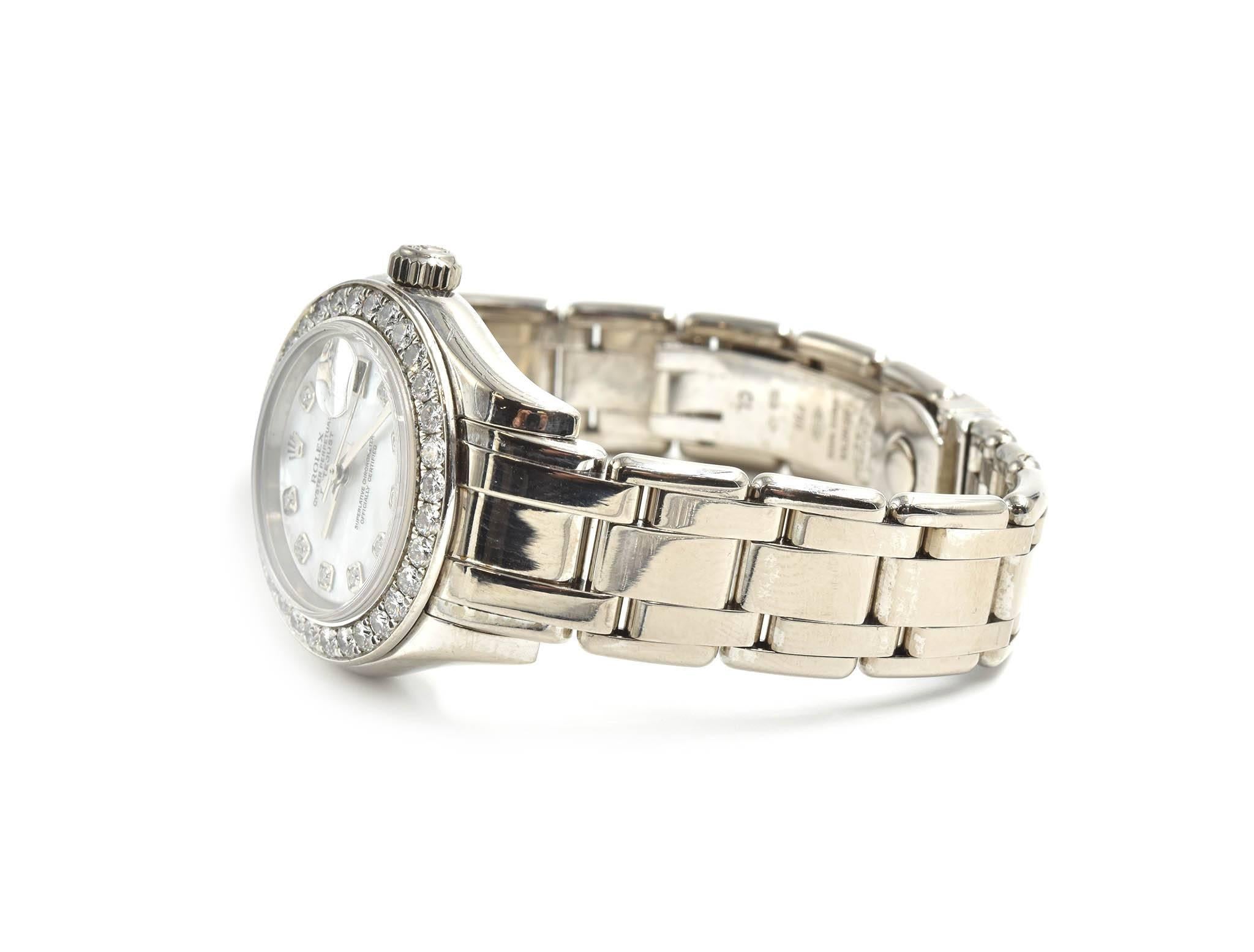 Women's Rolex Ladies White Gold Diamond Masterpiece Automatic Wristwatch Ref 80299