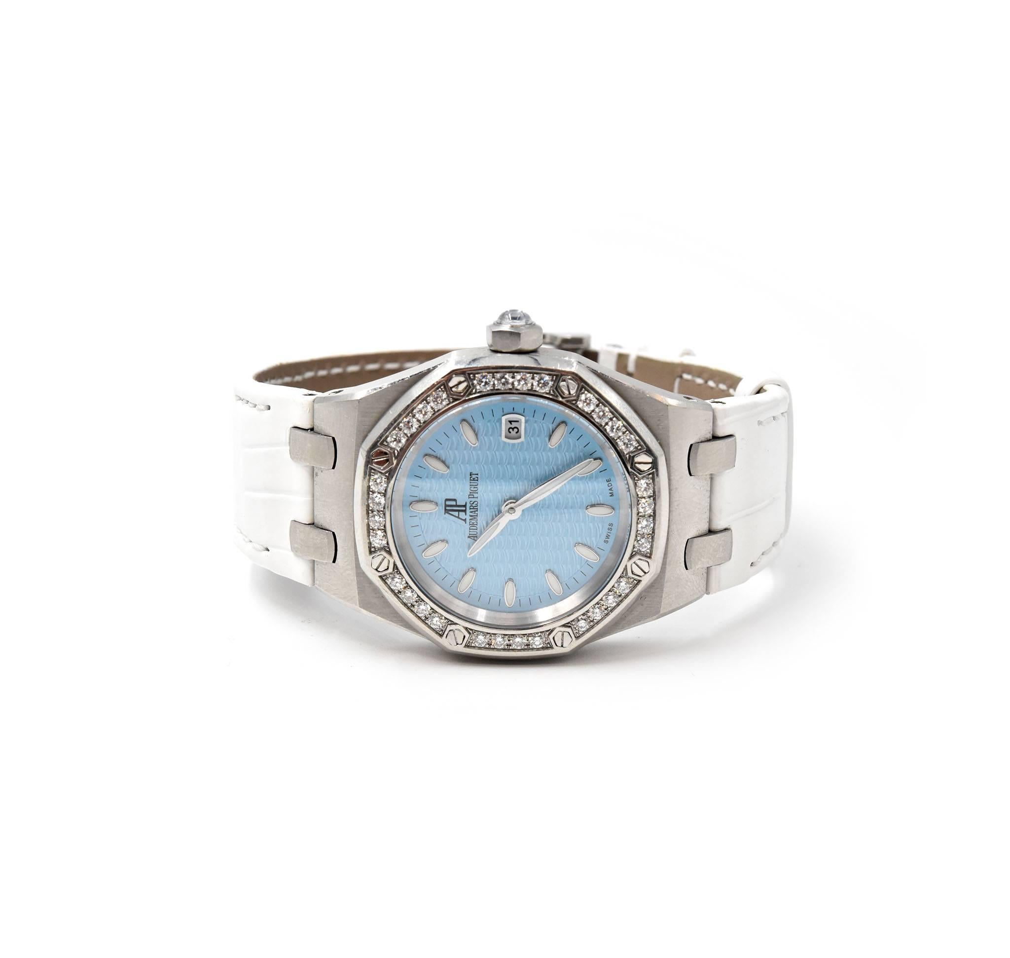 Modern Audemars Piguet Ladies Stainless Steel Diamond Royal Oak Quartz Wristwatch 