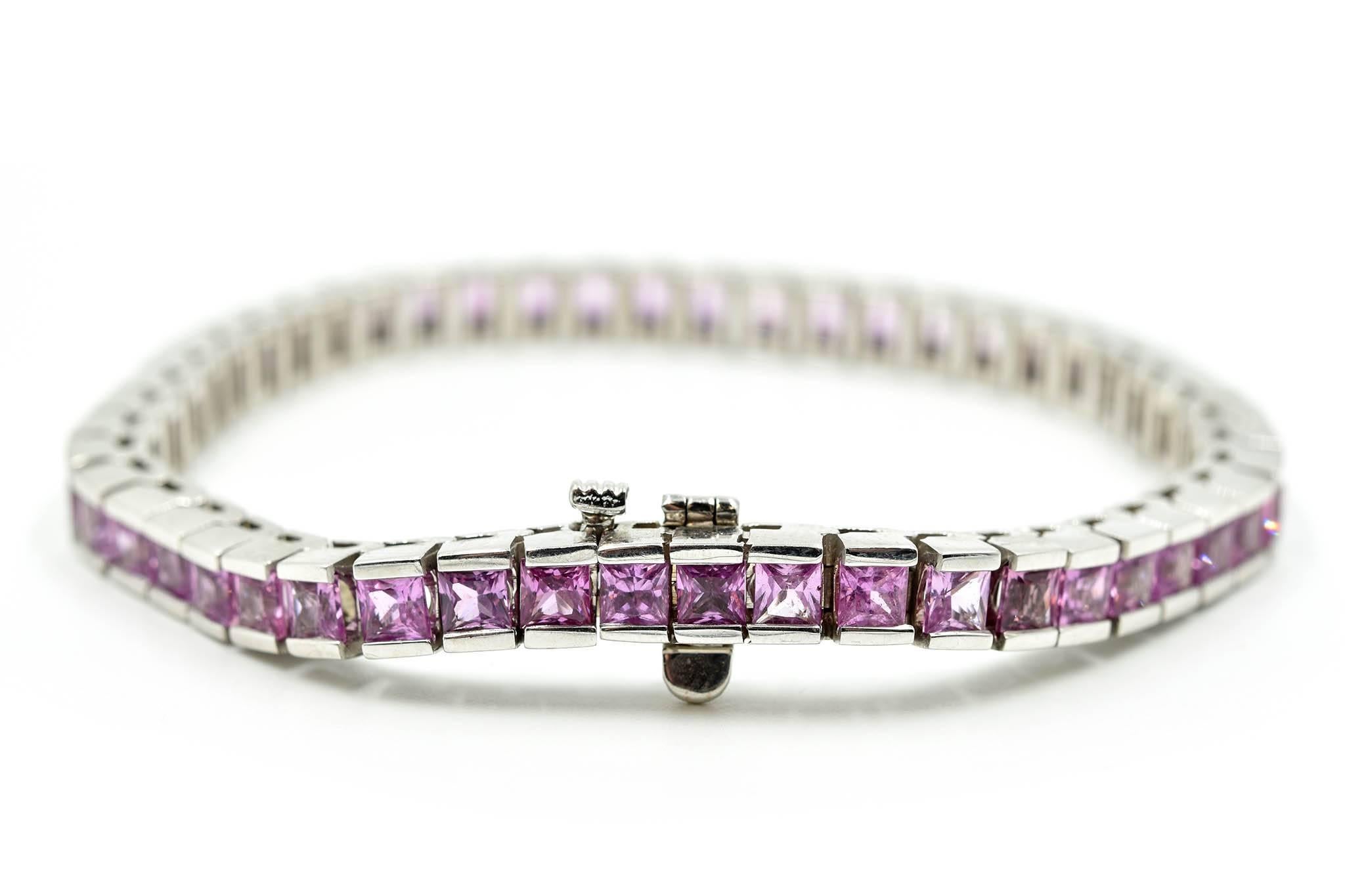 pink sapphire tennis bracelet white gold