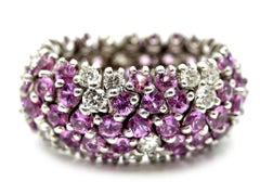 Sabbadini Pink Sapphire Diamond Platinum Flexible Band Ring