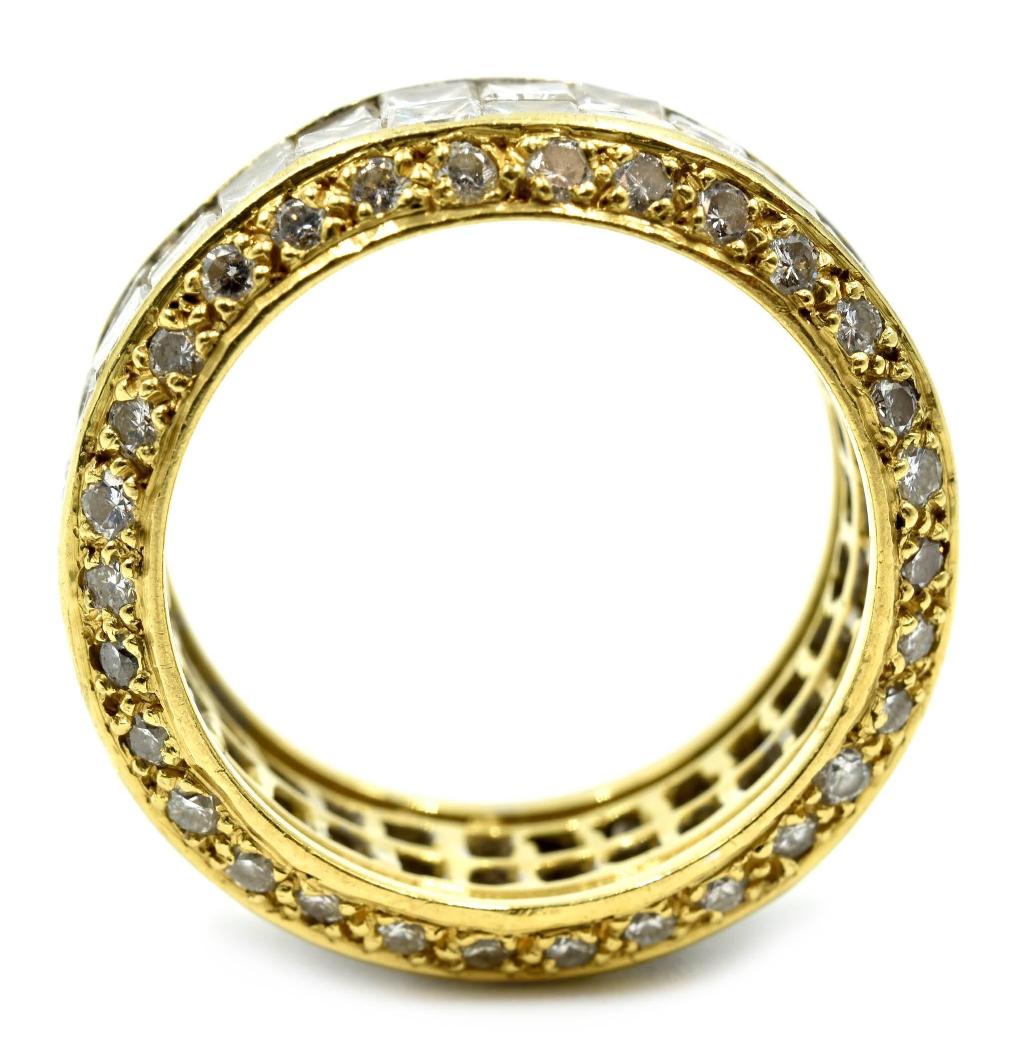 18 Karat Gold Princess Cut and Round 5.62 Carat Diamond Eternity Band Ring In Excellent Condition In Scottsdale, AZ