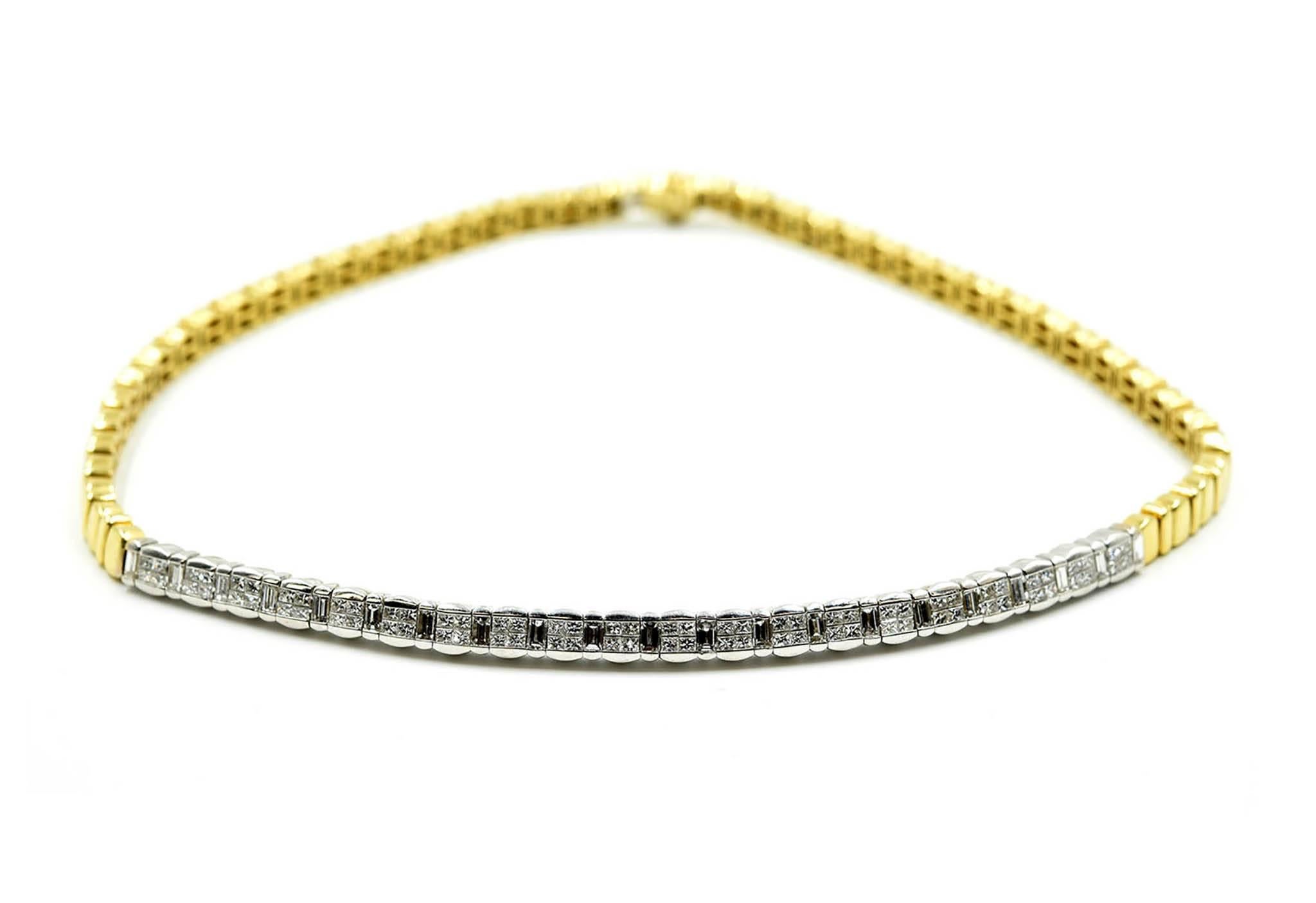 Women's 18 Karat Two-Tone 6.80 Carat Diamond Collar Necklace