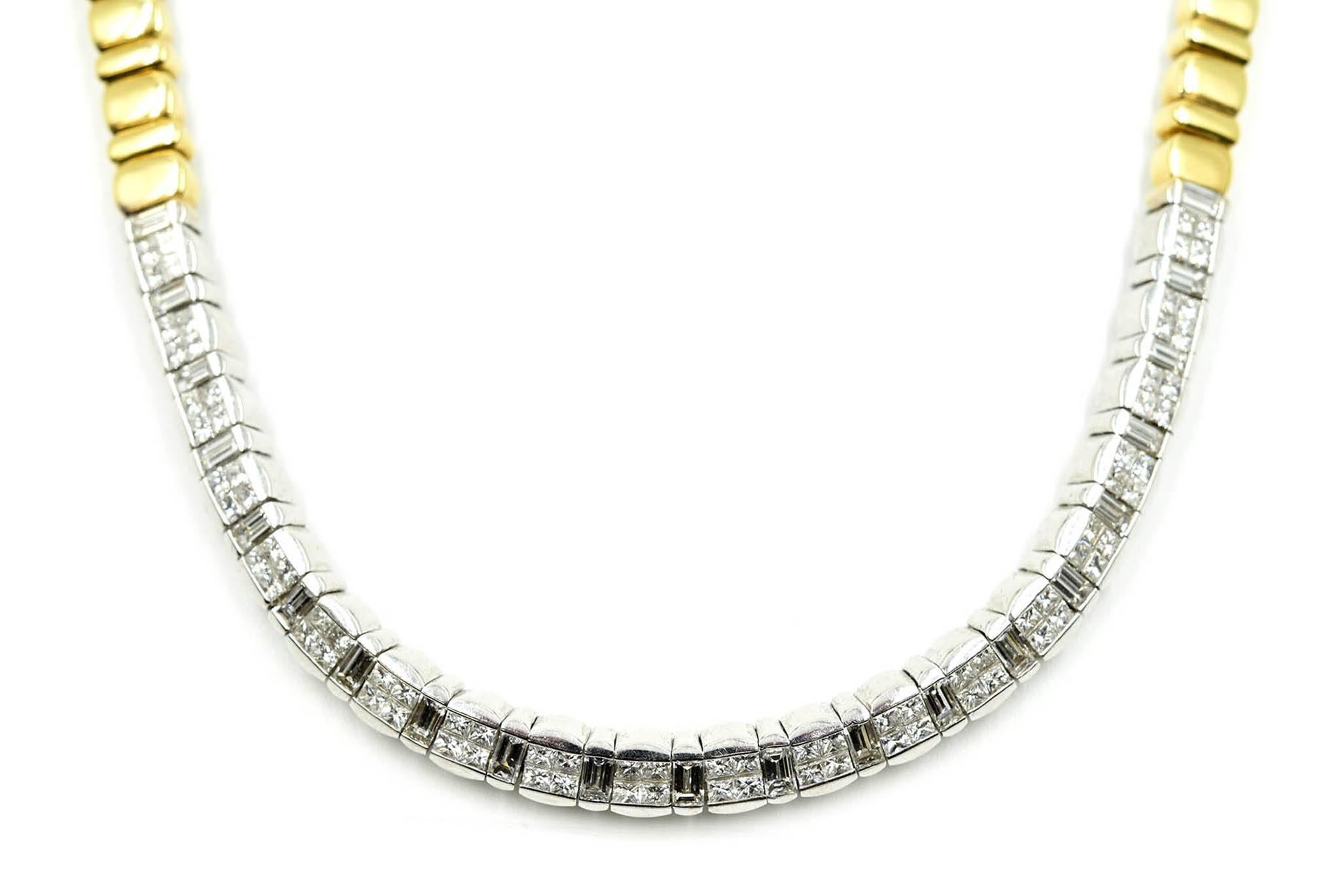 18 Karat Two-Tone 6.80 Carat Diamond Collar Necklace In Excellent Condition In Scottsdale, AZ