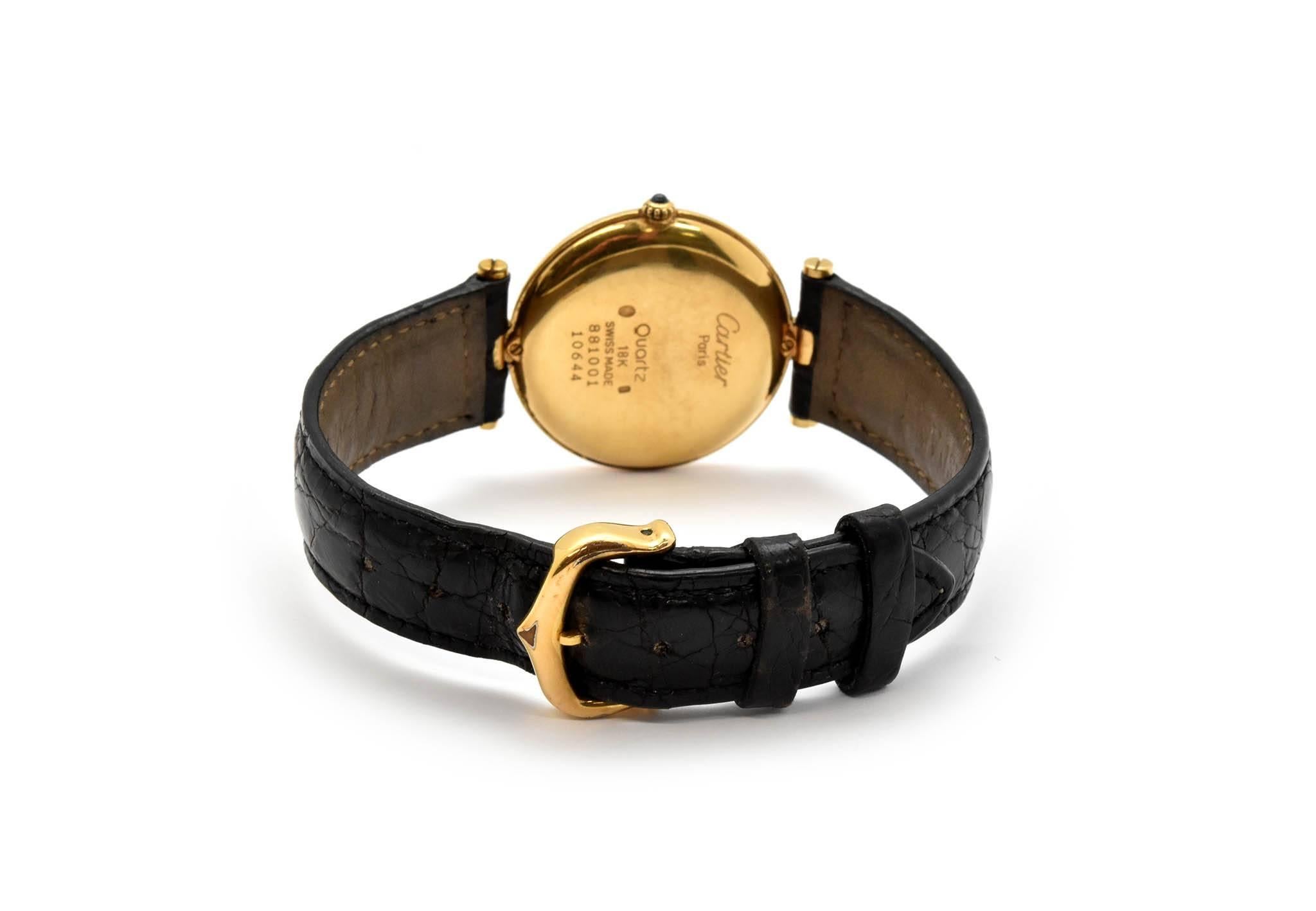 Cartier Yellow Gold Vendome Quartz Wristwatch Ref 881001 In Excellent Condition In Scottsdale, AZ