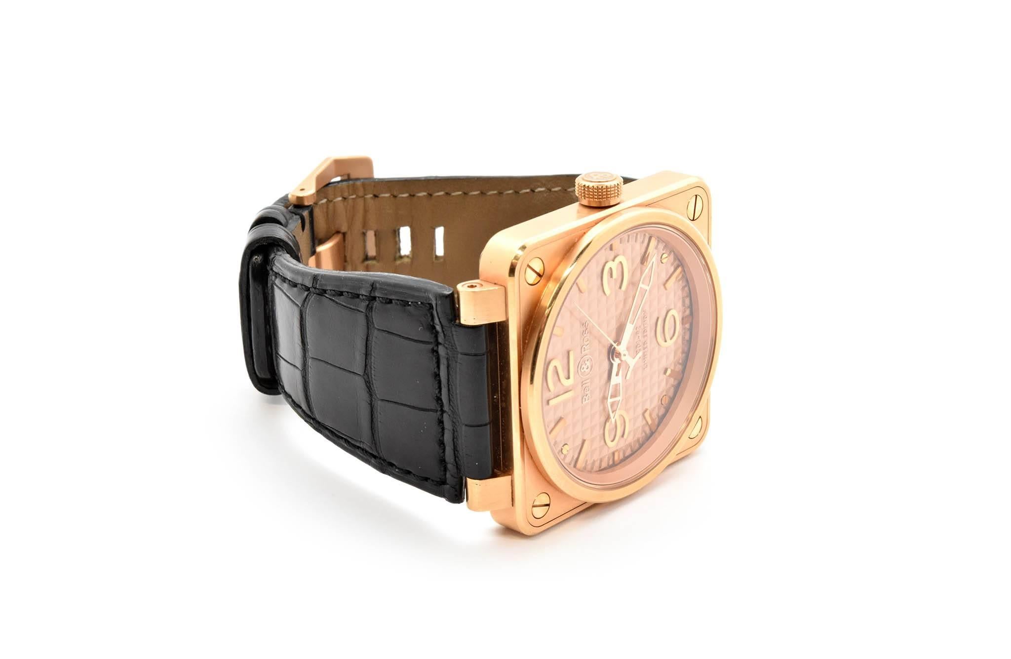 Women's or Men's Bell & Ross Rose Gold Ltd Ed automatic Wristwatch Ref BR01-92-R
