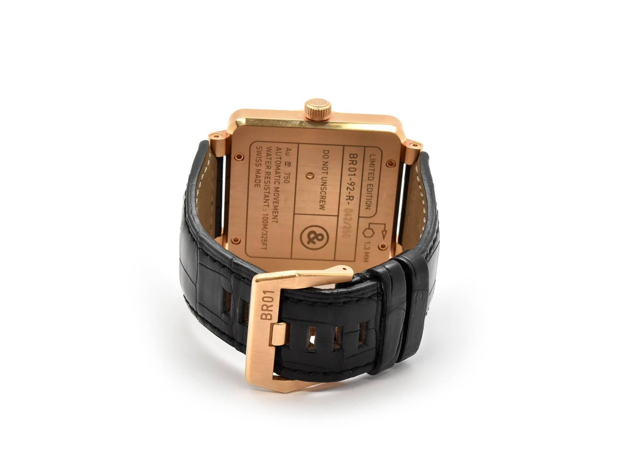 Bell & Ross Rose Gold Ltd Ed automatic Wristwatch Ref BR01-92-R 2